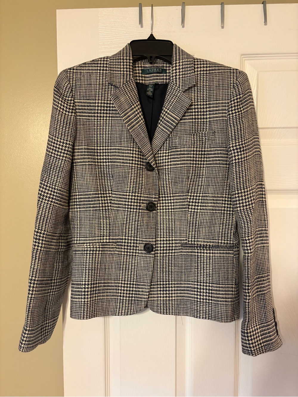 Ralph Lauren Black and White Glen Plaid Suit Jacket